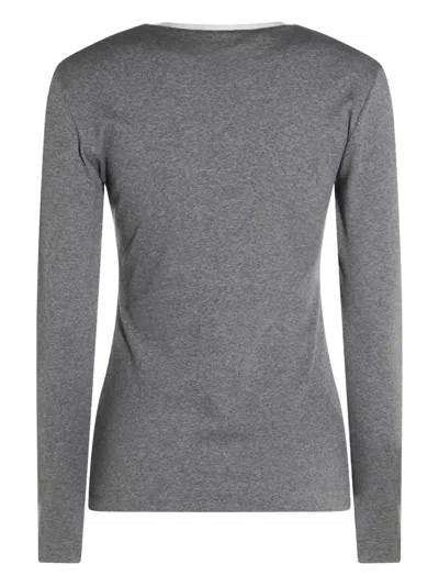 Fabiana Filippi Crewneck Knitwear Contrast Trim In Gray