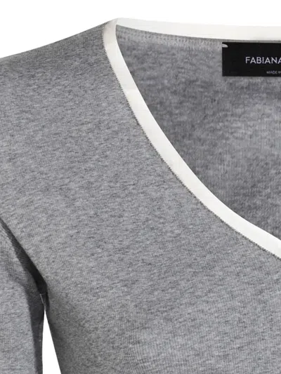 Fabiana Filippi Crewneck Knitwear Contrast Trim In Gray