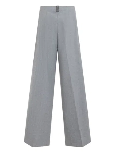 Fabiana Filippi Wide-leg Trousers With Clean Waistband And Subtle Pleats In Gray