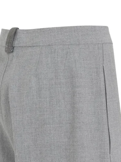 Fabiana Filippi Wide-leg Trousers With Clean Waistband And Subtle Pleats In Gray
