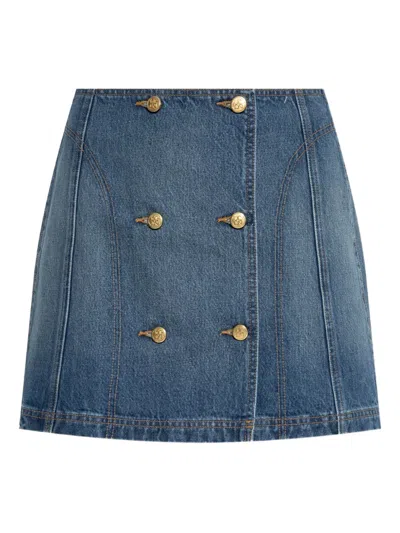 Ulla Johnson Clara Mini Denim Skirt In Danube In Brown