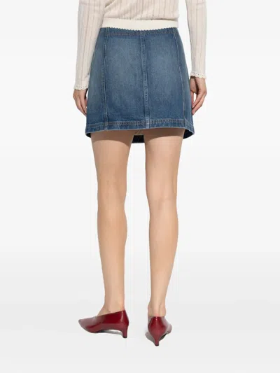 Ulla Johnson Clara Mini Denim Skirt In Danube In Brown
