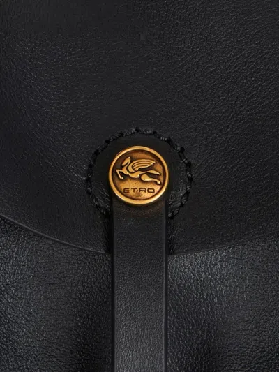 Etro Medium Pony Shoulder Bag In Black