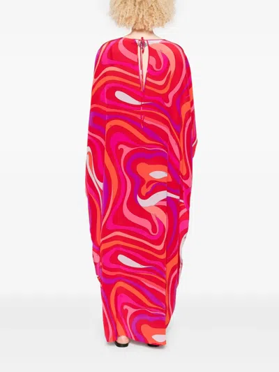 Pucci Marmo-print Silk Kaftan In Corallo Fuxia In Red
