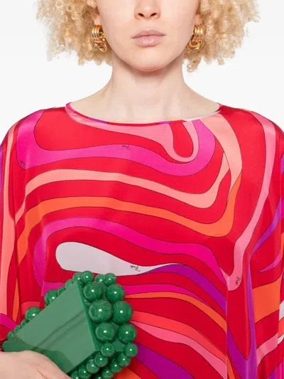 Pucci Marmo-print Silk Kaftan In Corallo Fuxia In Red