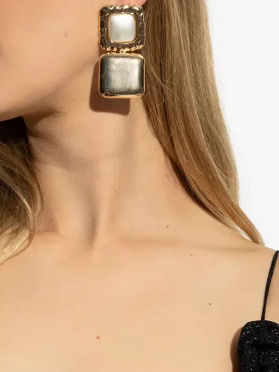 Self-portrait Gold-colored Square Earrings Self Portrait In Nude