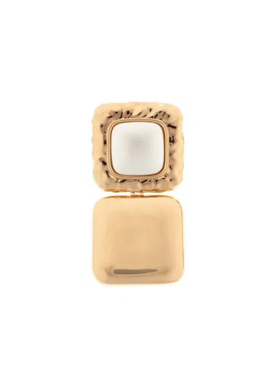 Self-portrait Gold-colored Square Earrings Self Portrait In Nude
