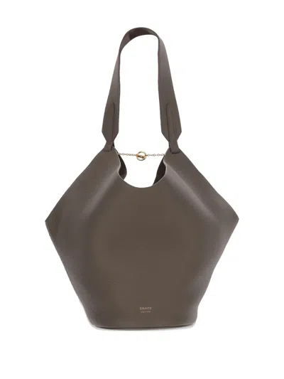 Khaite Lotus Smallleather Shoulder Bag In Gray