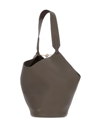 Khaite Lotus Smallleather Shoulder Bag In Gray