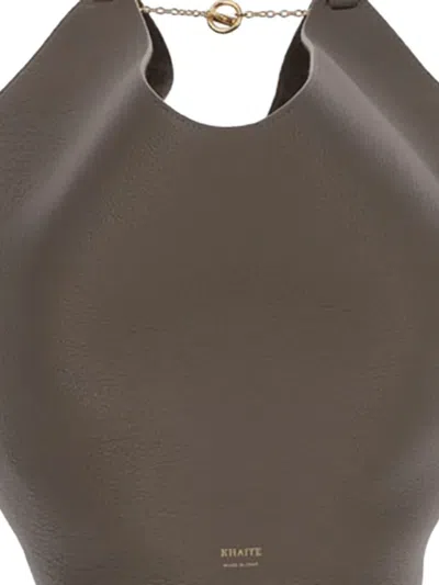 Khaite Lotus Smallleather Shoulder Bag In Gray