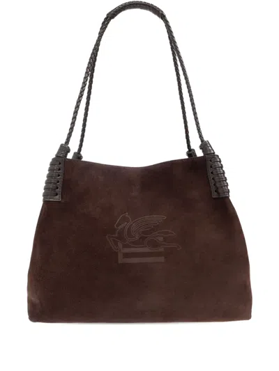 Etro Libra Suede Tote Bag In Burgundy