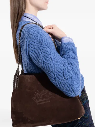 Etro Libra Suede Tote Bag In Burgundy