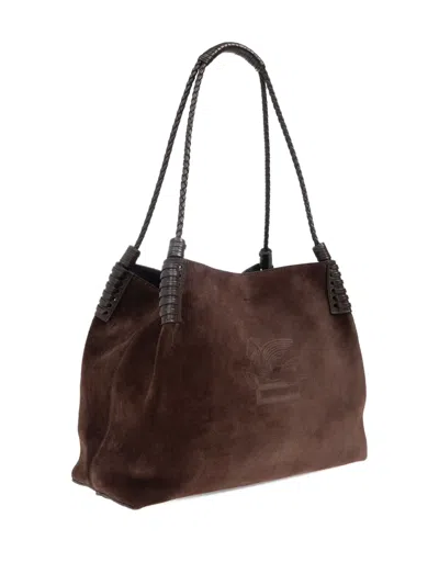 Etro Libra Suede Tote Bag In Burgundy