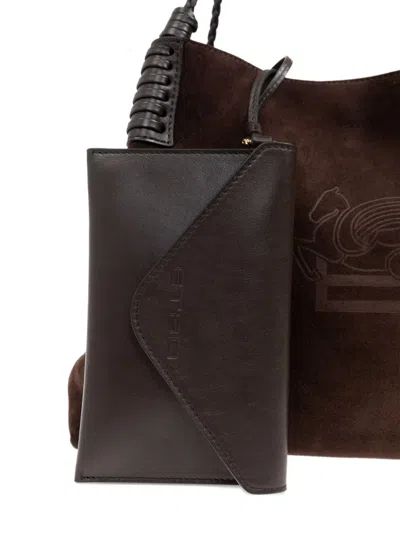 Etro Libra Suede Tote Bag In Burgundy