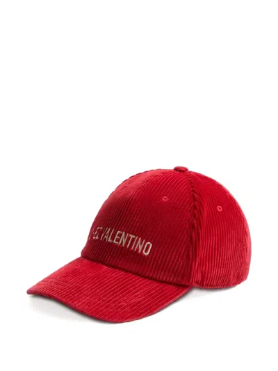 Valentino Garavani Corduroy Curved Brim Baseball Hat In Red