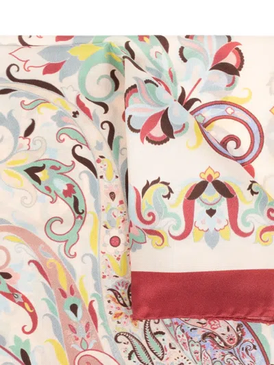 Etro Lightweight Floral Square Scarf In Neutral