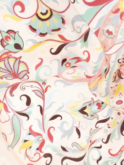 Etro Lightweight Floral Square Scarf In Neutral