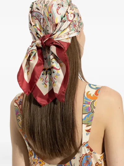 Etro Lightweight Floral Square Scarf In Neutral