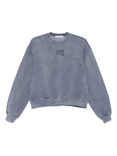 Alexander Wang Puff Logo Sweatshirt In Structured Terry In Blue