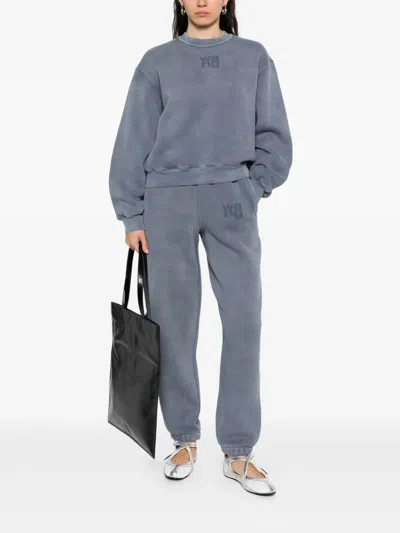 Alexander Wang Puff Logo Sweatshirt In Structured Terry In Blue