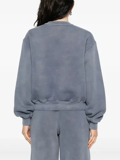 Alexander Wang Puff Logo Sweatshirt In Structured Terry In Blue