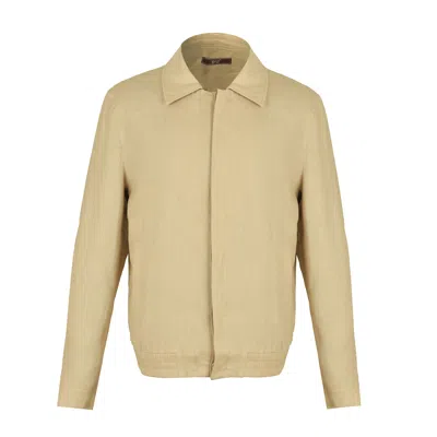 David Wej Men's Neutrals Hugo Linen Aviator Jacket - Beige