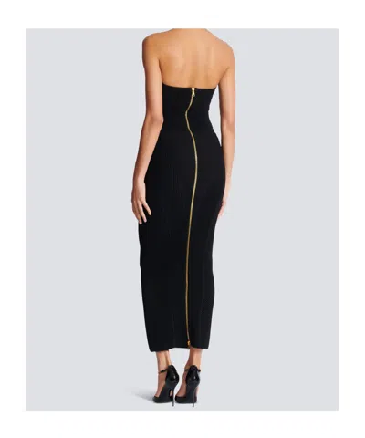 Balmain Strapless Knit Body-con Bustier Dress In Black