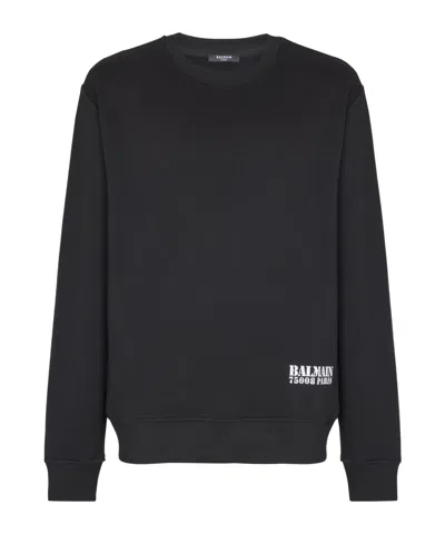 Balmain Logo Stamp Print Sweatshirt In Black