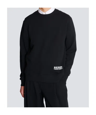 Balmain Logo Stamp Print Sweatshirt In Black