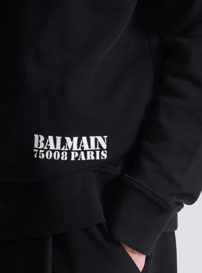 Balmain Logo Stamp Print Sweatshirt In Black