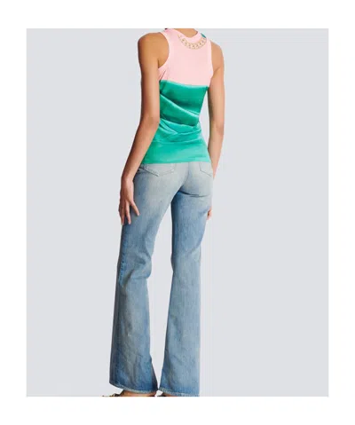 Balmain Sleeve Chain Print Top In Multi