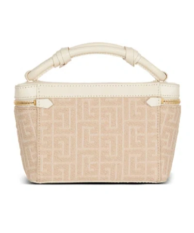 Balmain B-army Vanity Case In Monogrammed Canvas And Leather In Pattern