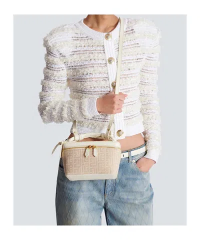 Balmain B-army Vanity Case In Monogrammed Canvas And Leather In Pattern