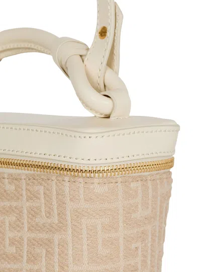 Balmain B-army Vanity Case In Monogrammed Canvas And Leather In Pattern