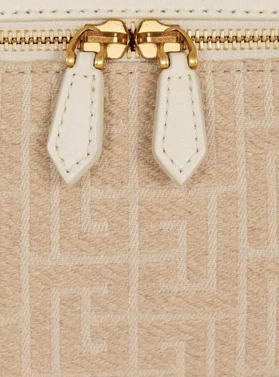 Balmain B-army Vanity Case In Monogrammed Canvas And Leather In Pattern