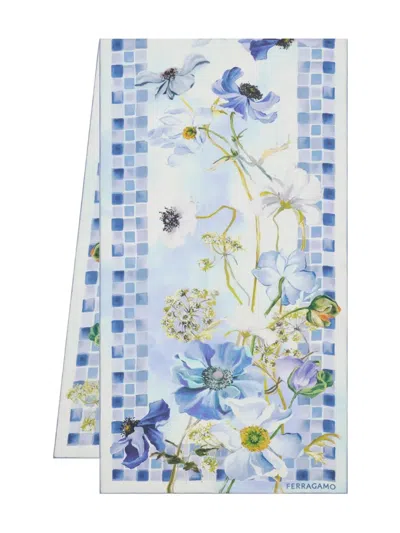 Ferragamo Flower Print Silk Scarf In Multi