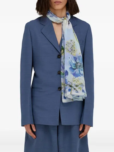 Ferragamo Flower Print Silk Scarf In Multi