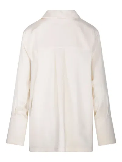 Max Mara Stretch Silk Cady Blouse In Neutral