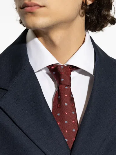 Etro Patterned Silk Tie In Brown