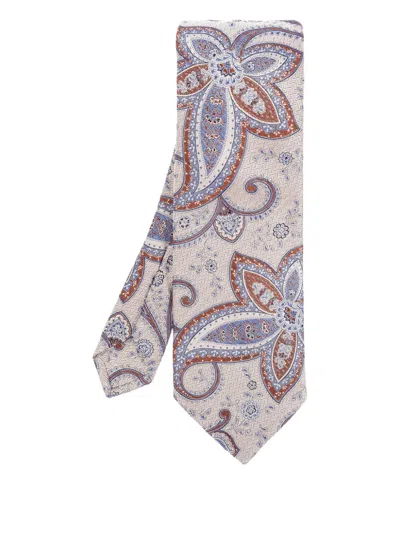 Etro Paisley Print Tie In Neutral