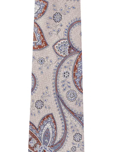 Etro Paisley Print Tie In Neutral