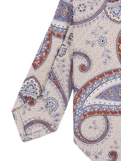 Etro Paisley Print Tie In Neutral