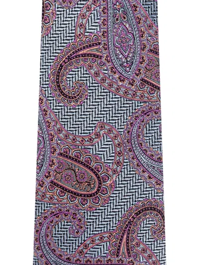 Etro Paisley-pattern Silk Tie In Purple