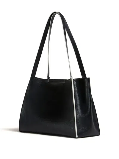 Marni Rectangular Two-tone Shoulder Bag With Long Handles In Black