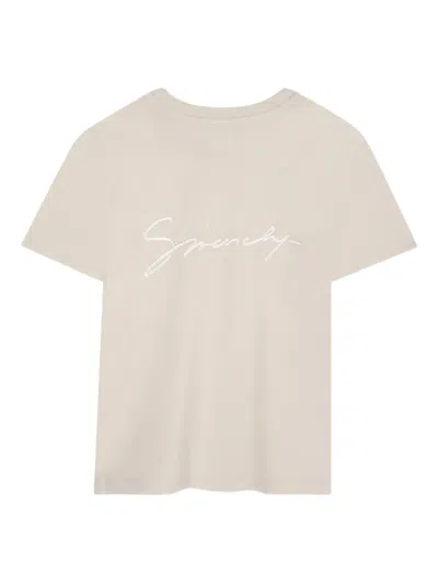 Givenchy Logo Print Round-collar T-shirt In Neutral