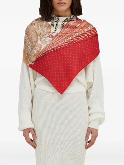 Ferragamo Madras 2 Rosso Bordeaux Print Silk Foulard Scarf In Multi
