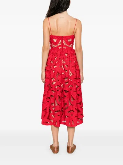 Self-portrait Embroidered Midi Dress With Bow