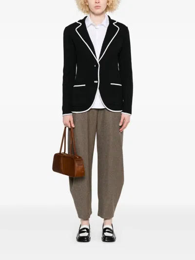 Giorgio Armani Silk Pointelle Knit Single-breasted Jacket In Black