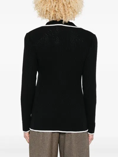 Giorgio Armani Silk Pointelle Knit Single-breasted Jacket In Black