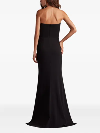 Tadashi Shoji Bos25324l Long Formal Slit Ruffle Evening Prom Dress In Black